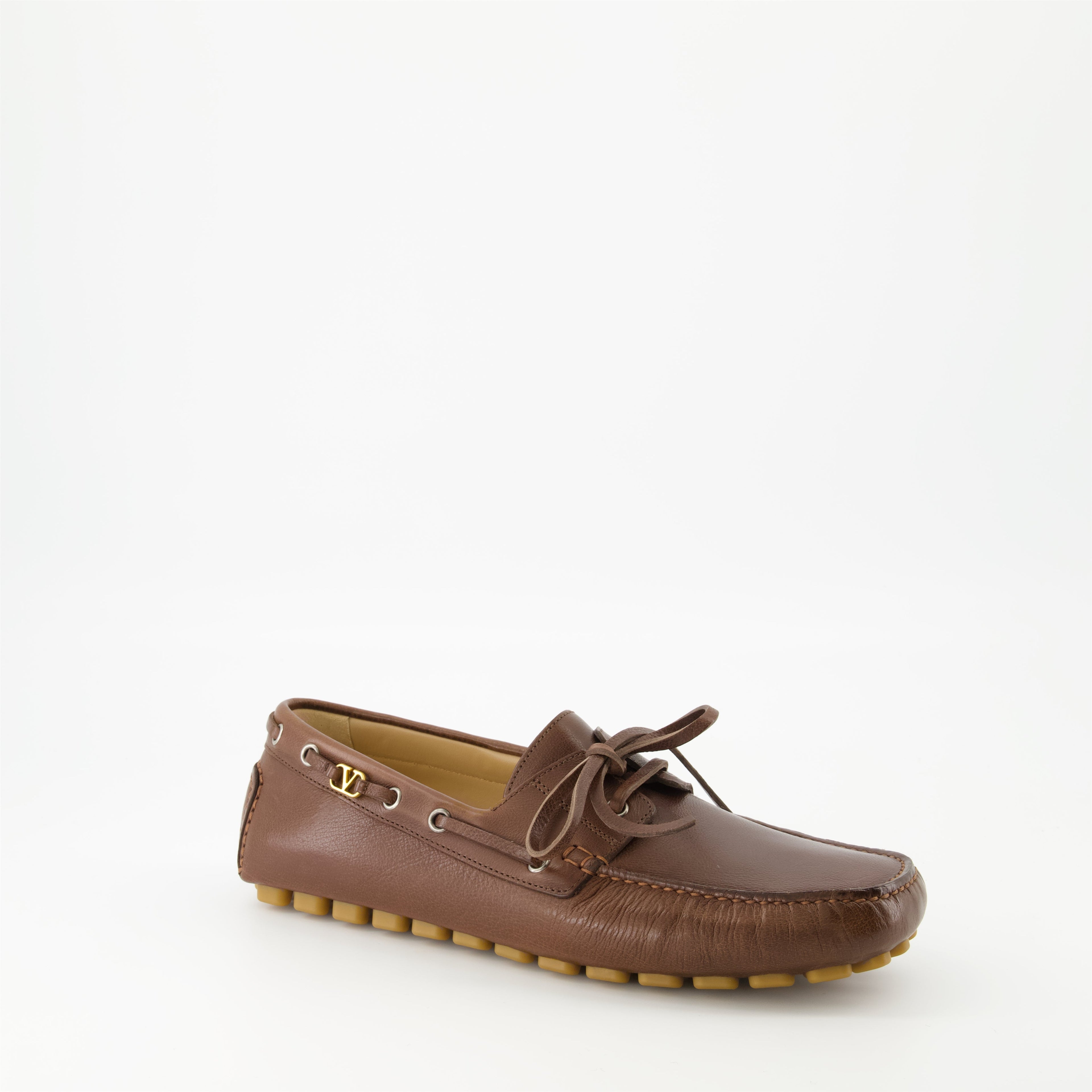 moccasins, brown leather shoes, luxury footwear, driver moccasins, VLogo Signature