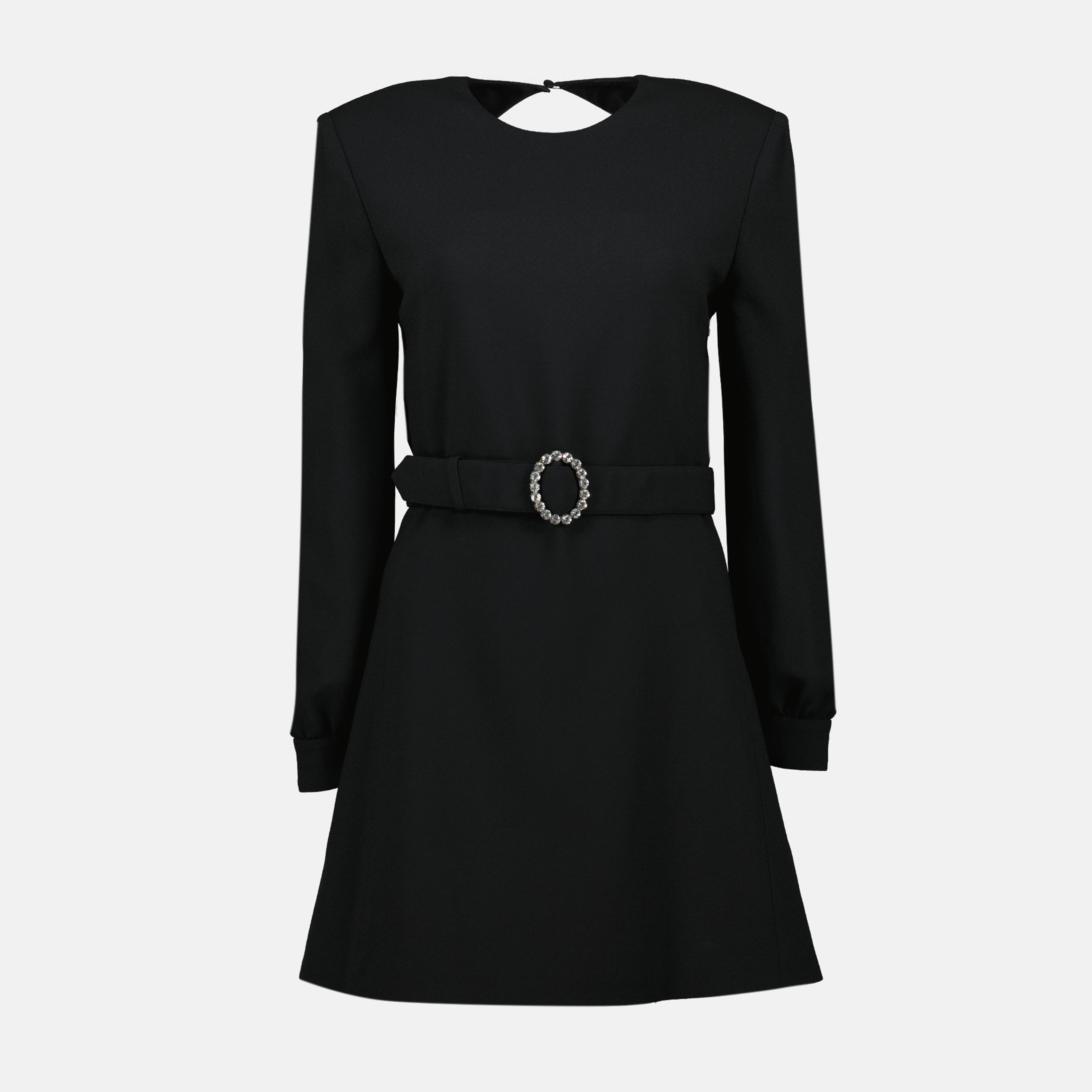 Saint Laurent dress, black backless dress, Autumn-Winter collection, fitted silhouette, designer women's dress