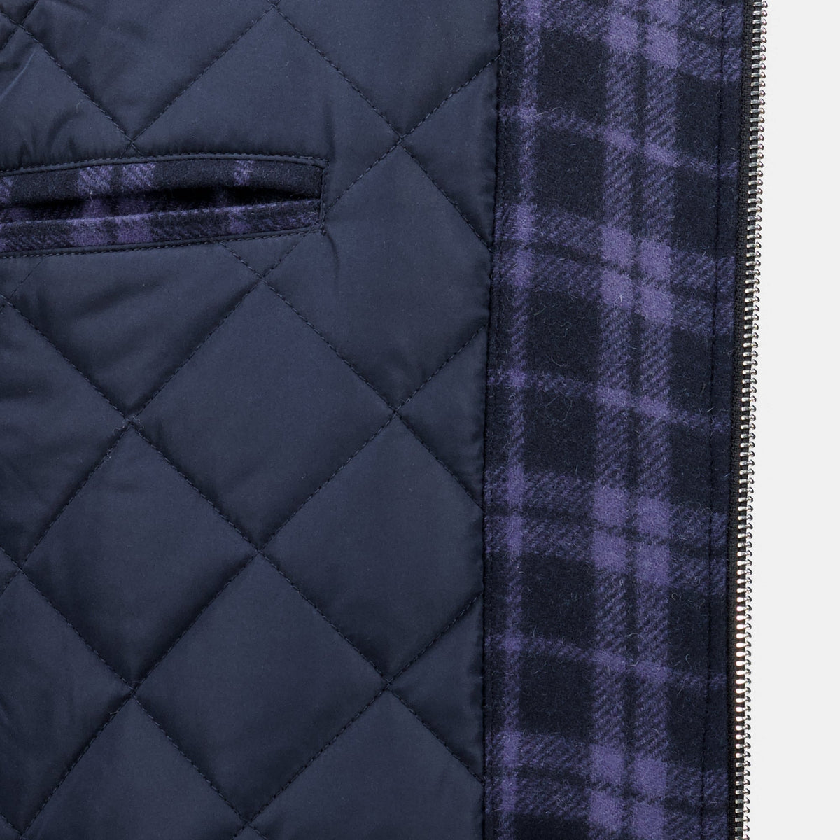 Navy Check Flannel Slogan Jacket