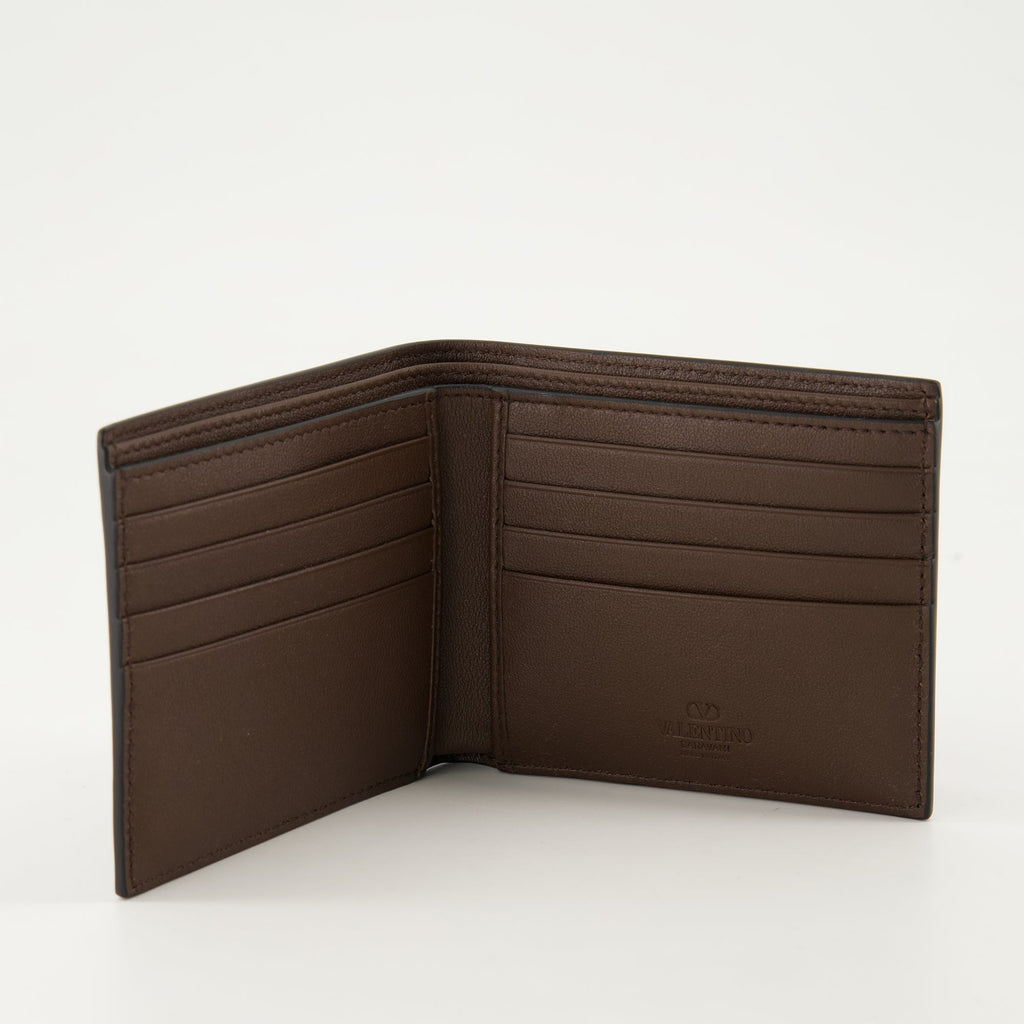 VLogo wallet, textured leather wallet, Valentino accessories, luxury wallet, black leather wallet