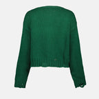 worn effect sweater, MM6 green sweater, luxury wool sweater, autumn-winter fashion, premium women's sweater
