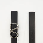 VLogo belt, black leather belt, adjustable belt, Valentino accessories, calf leather accessory