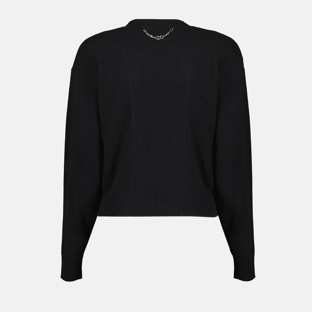 black wool sweater, Rabanne, Autumn-Winter 2025, women's sweater, cashmere blend