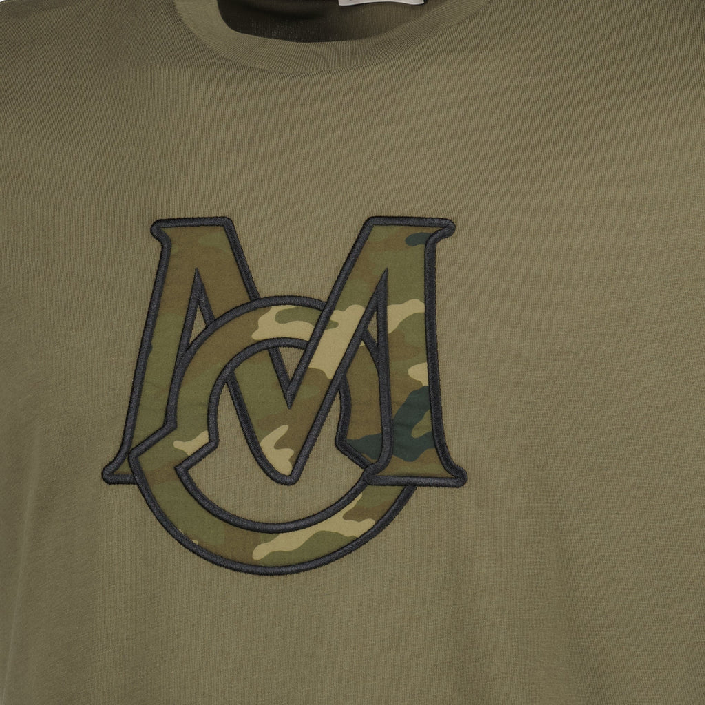 Image of Kaki Monogram T-Shirt by Moncler for Men - Season Autumn-Winter 2025 - Detail View 1
