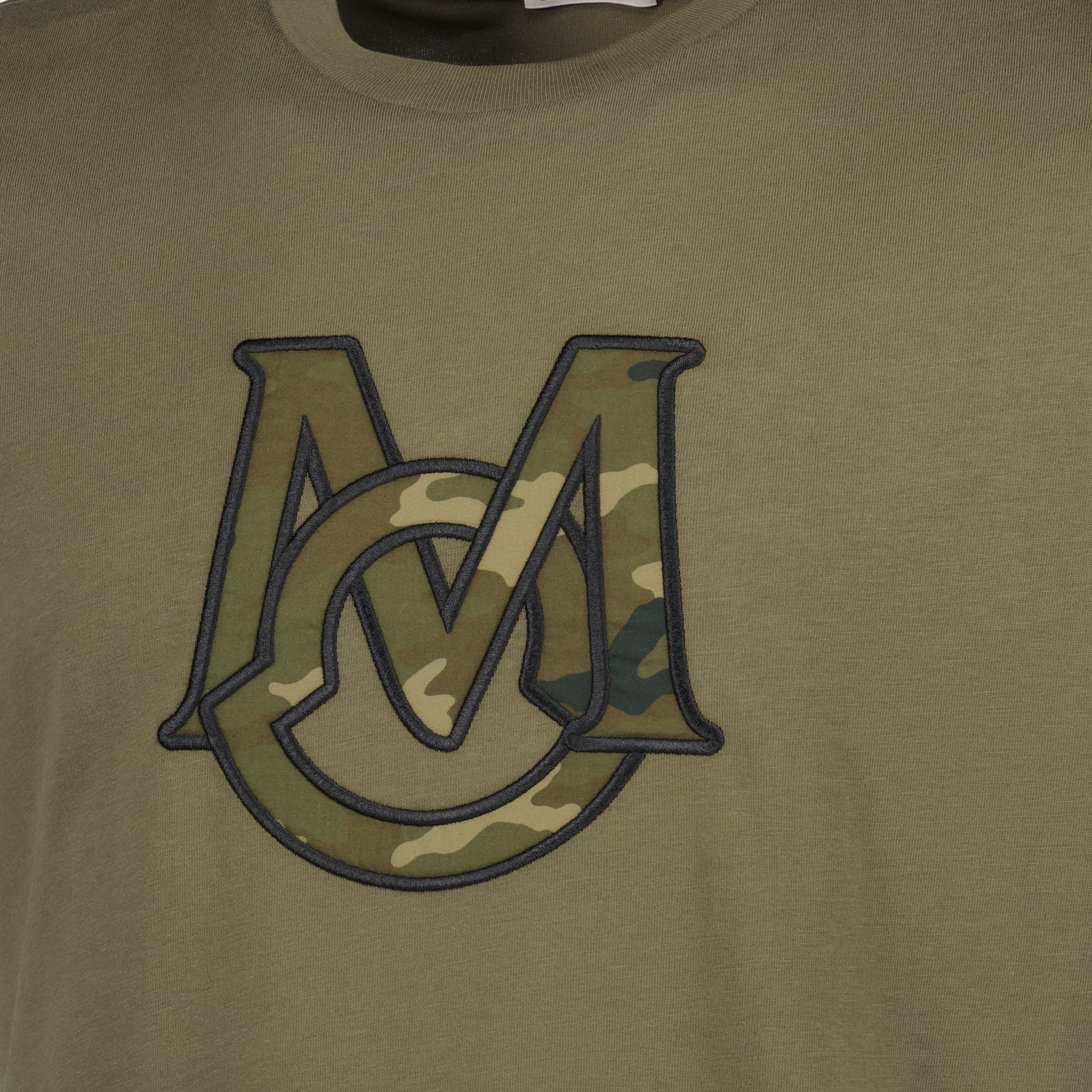 Image of Kaki Monogram T-Shirt by Moncler for Men - Season Autumn-Winter 2025 - Detail View 1