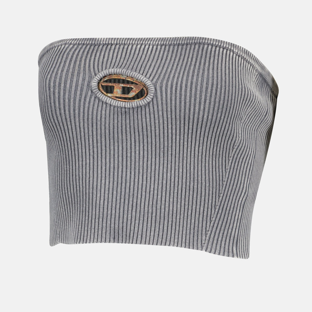 여성을 위한 디젤의 리브드 스트레치 탑 이미지 - 2024 가을-겨울 시즌 - 세부 사항 보기 5