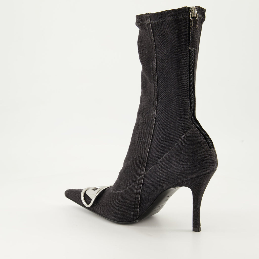 Diesel Venus Boots, Denim Ankle Boots, Winter Footwear, Pointed Toe Boots, Gray Boots