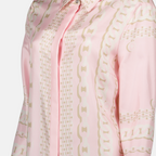 silk shirt, Versace, pink shirt, Chain print, women's fashion