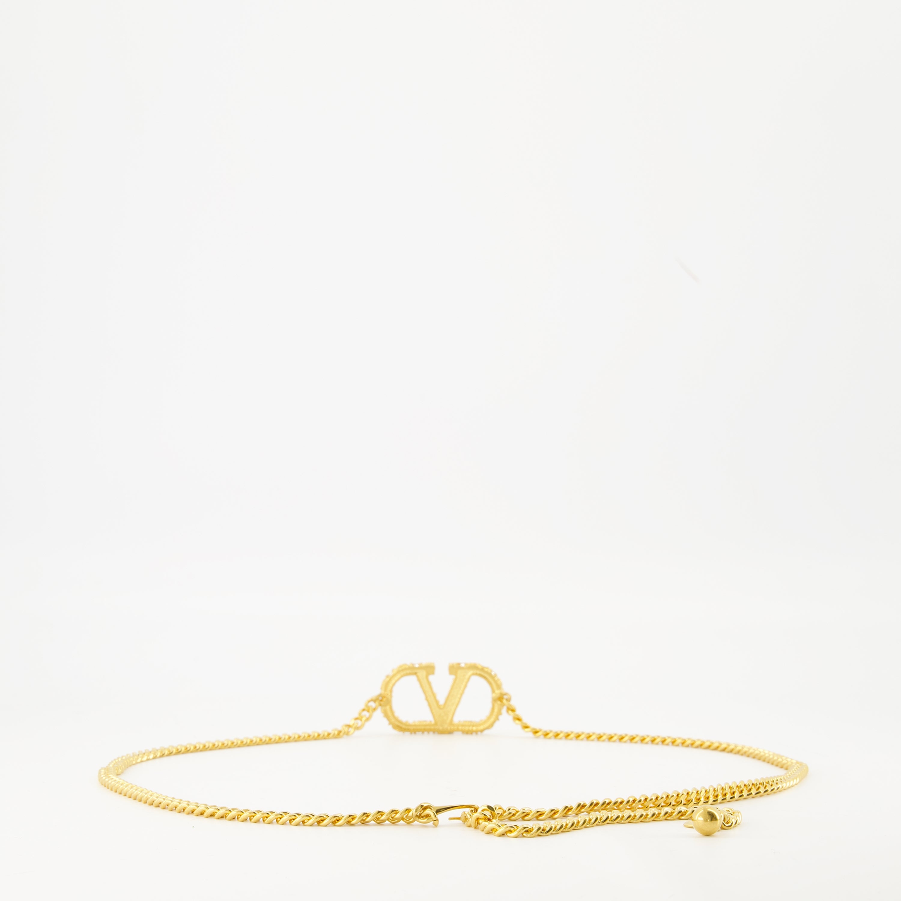 Vlogo chain belt, Valentino accessory, gold chain belt, Swarovski crystals belt, Autumn-Winter 2025