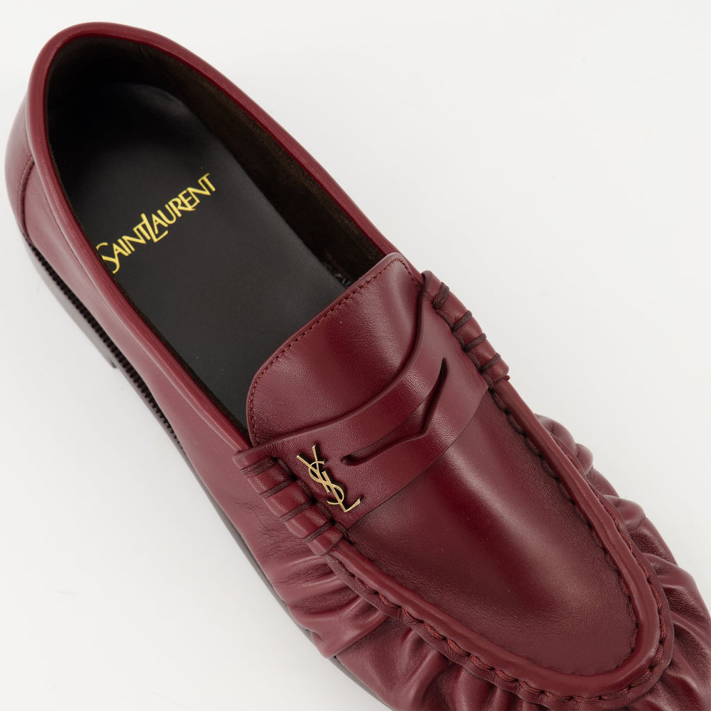 Loafer Moccasins, Saint Laurent Footwear, Red Leather Slip-Ons, Luxury Women's Shoes, Autumn-Winter Collection