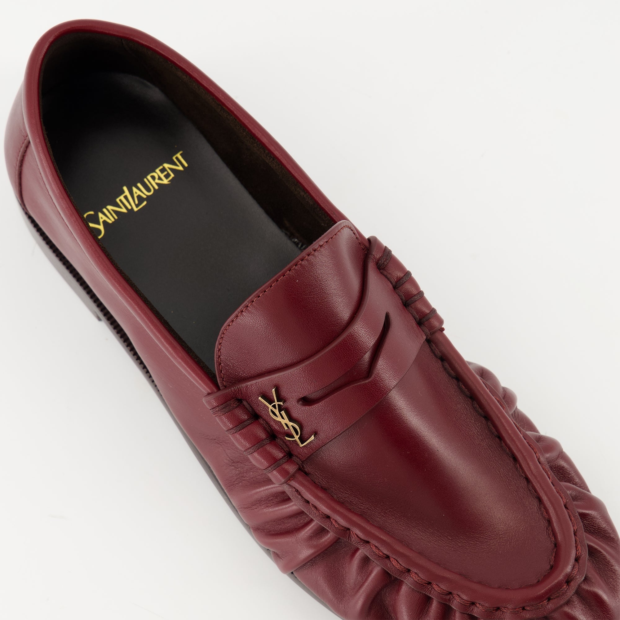 Loafer Moccasins, Saint Laurent Footwear, Red Leather Slip-Ons, Luxury Women's Shoes, Autumn-Winter Collection