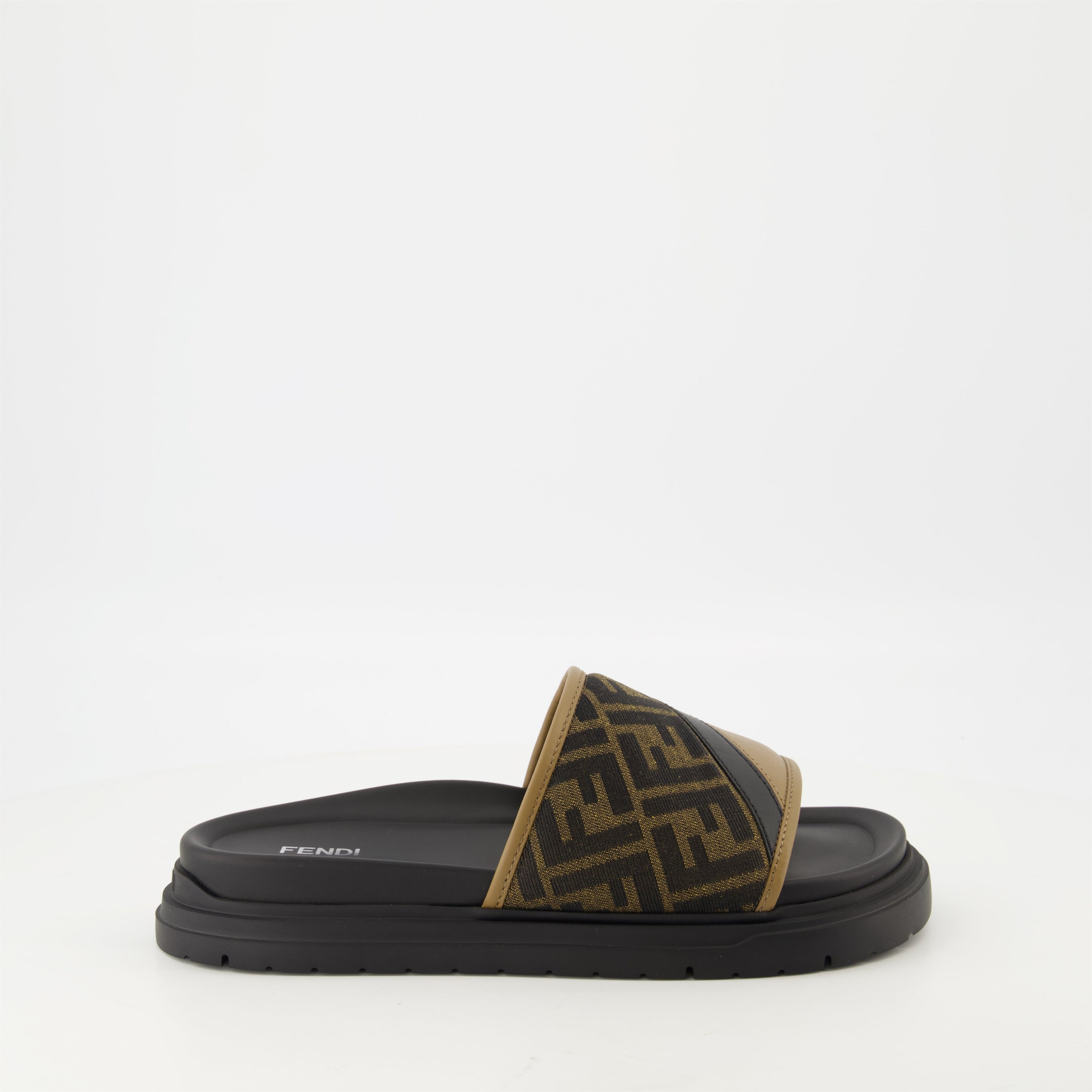 Fendi sandals, Diagonal Sandals, luxury footwear, calf leather sandals, non-slip sandals