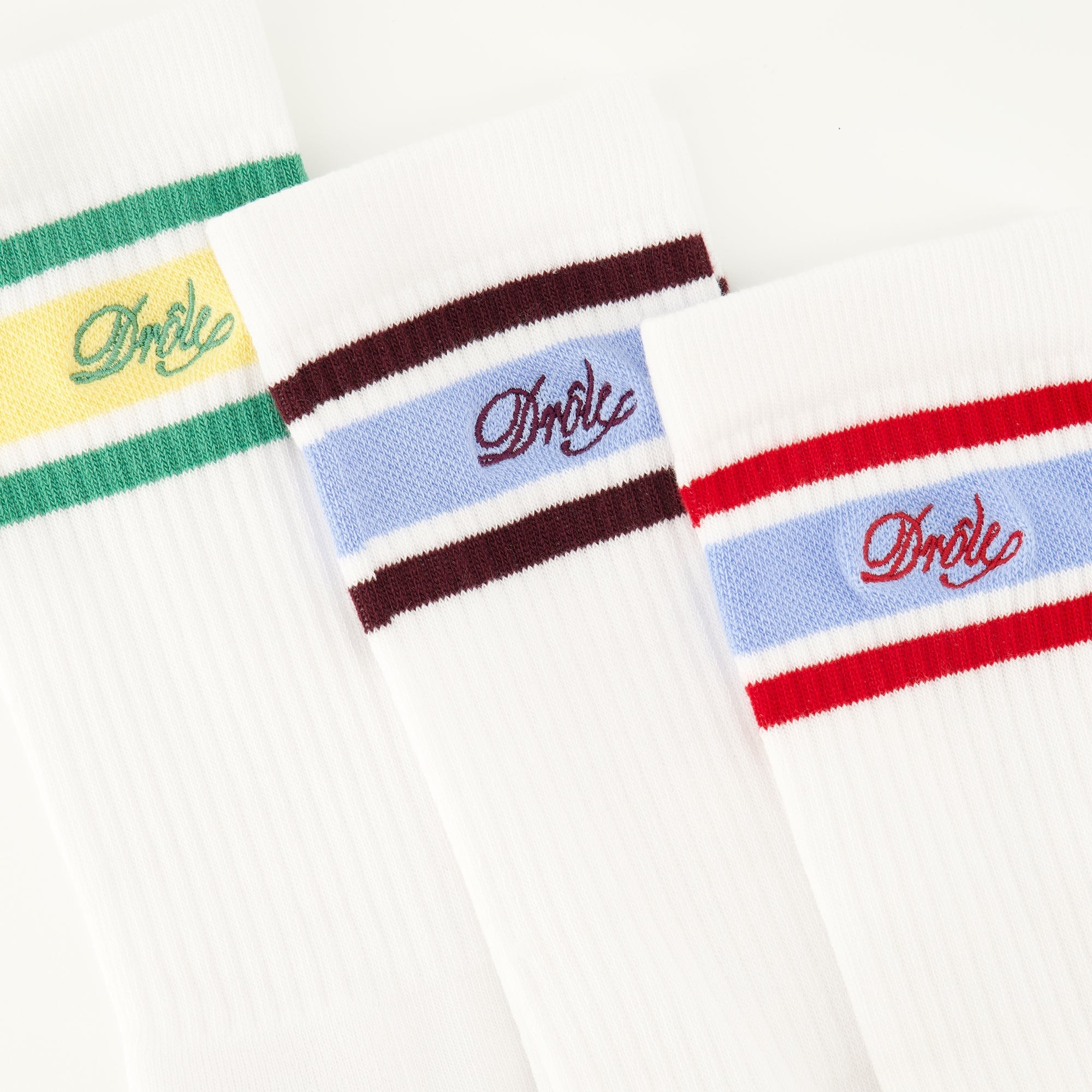 striped socks, Drôle De Monsieur, cotton socks, embroidered logo, men's accessories