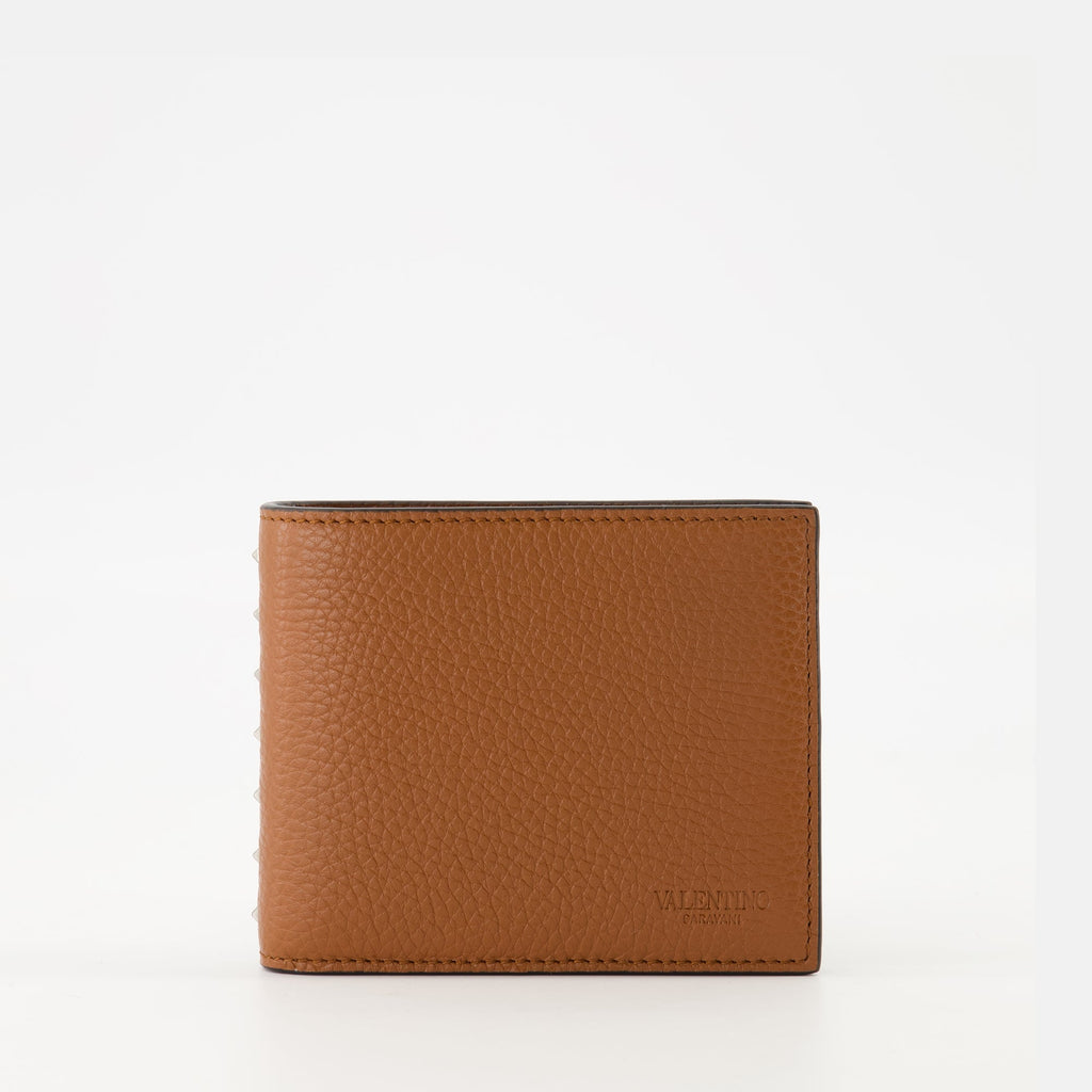 Valentino Garavani wallet, brown leather wallet, Rockstud Wallet, men's wallet, designer wallet