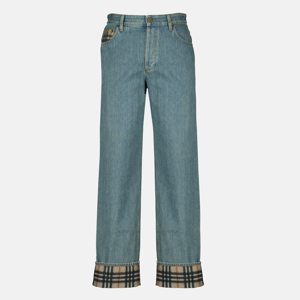 Jean de Xadrez Virado em Denim