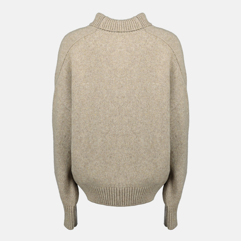 Khaite Willem turtleneck, cashmere sweater, Autumn Winter fashion, beige turtleneck, relaxed fit knitwear