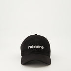 black cap, logo cap, Rabanne cap, cotton cap, fashion accessory
