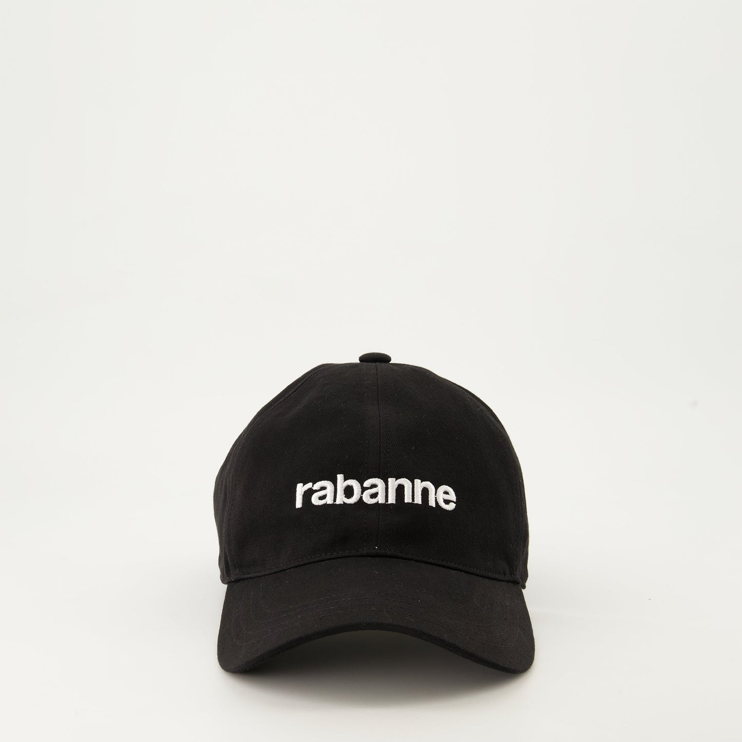 black cap, logo cap, Rabanne cap, cotton cap, fashion accessory