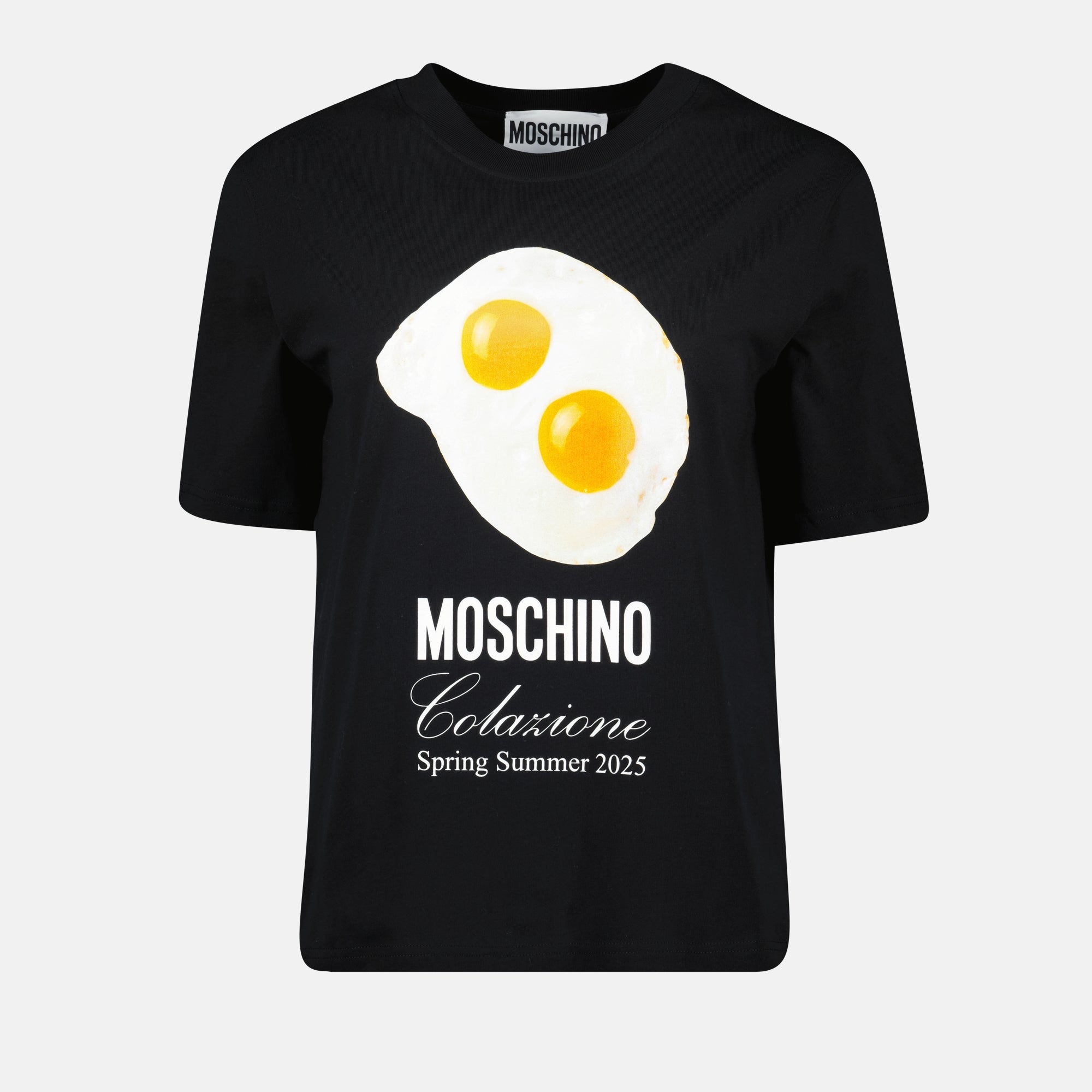 black T-shirt, printed T-shirt, cotton T-shirt, Colazione T-shirt, Spring-Summer 2025