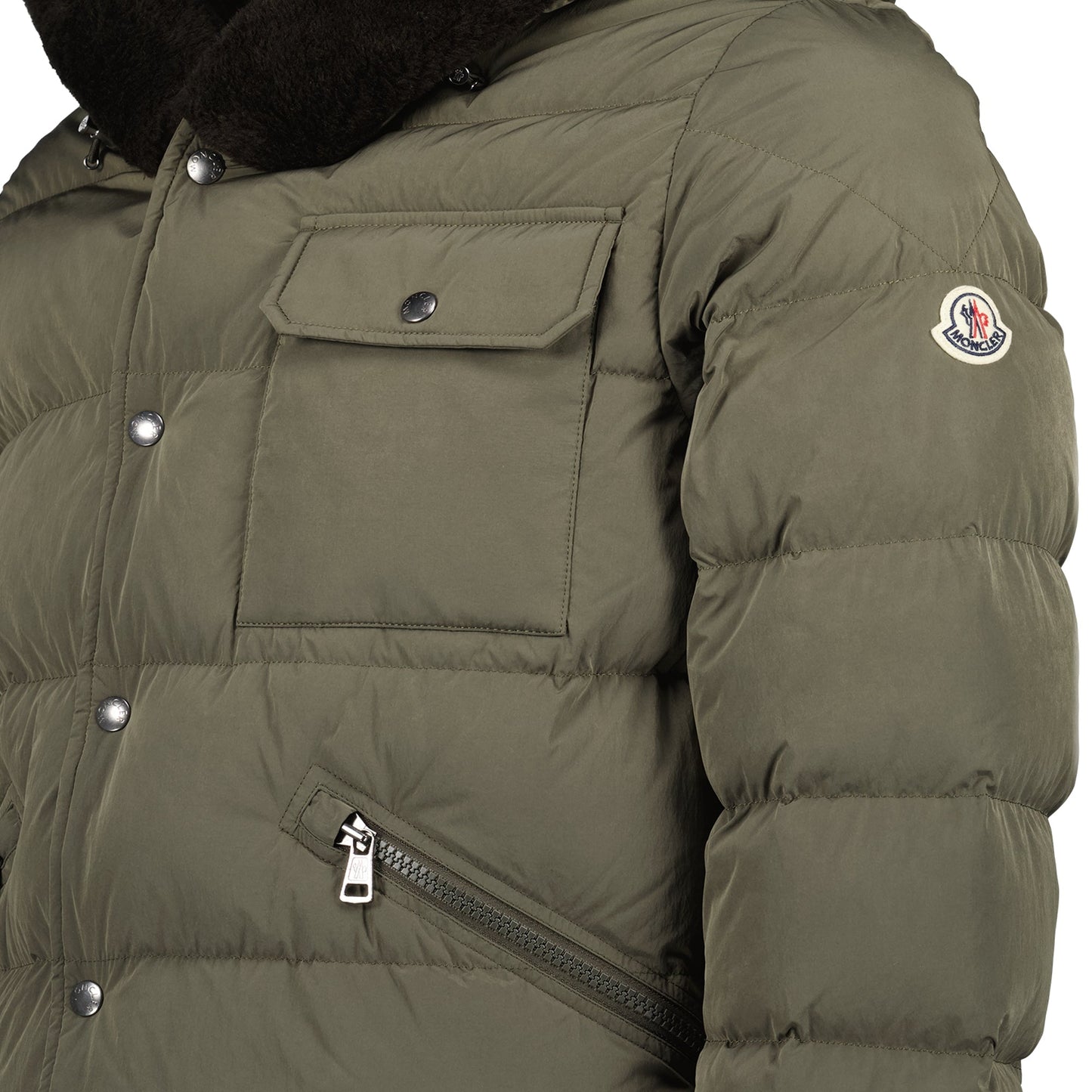 Olive Puffer Jacket, Moncler Outerwear, Removable Hood Jacket, Winter Collection 2024, Men's Fashion