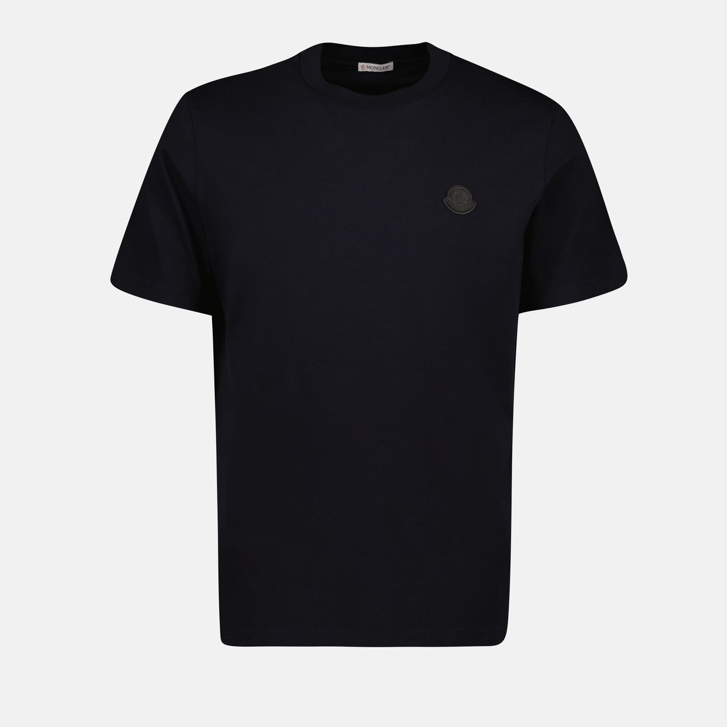 Moncler T-shirt, navy blue logo T-shirt, luxury cotton T-shirt, Autumn-Winter 2024, high-end fashion