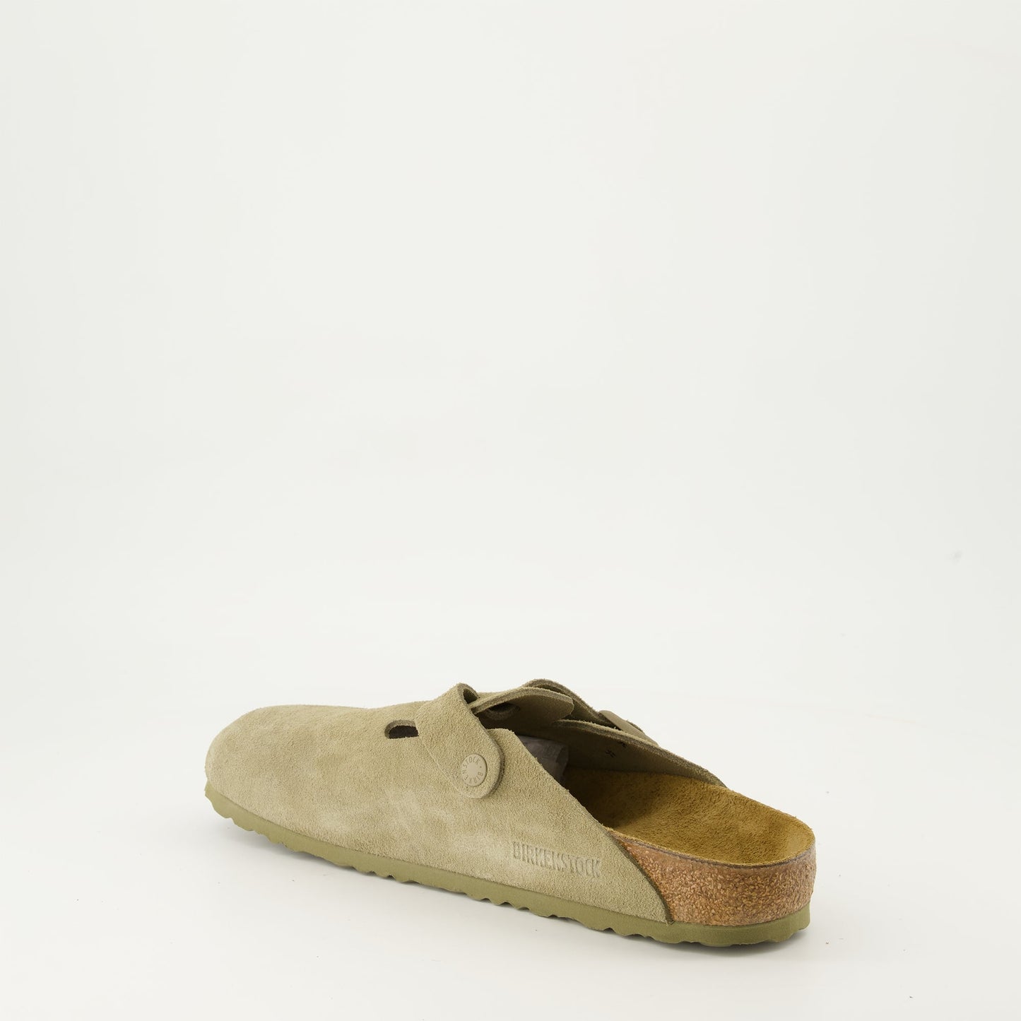 suede mules, Boston mules, light green shoes, comfortable mules, luxury footwear