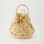 raffia bag, Signature 1969, bucket bag, beige accessory, stylish handbag
