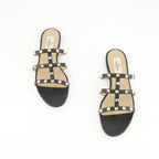 Rockstud sandals, leather sandals, platinum studs, open toe sandals, Spring-Summer 2025