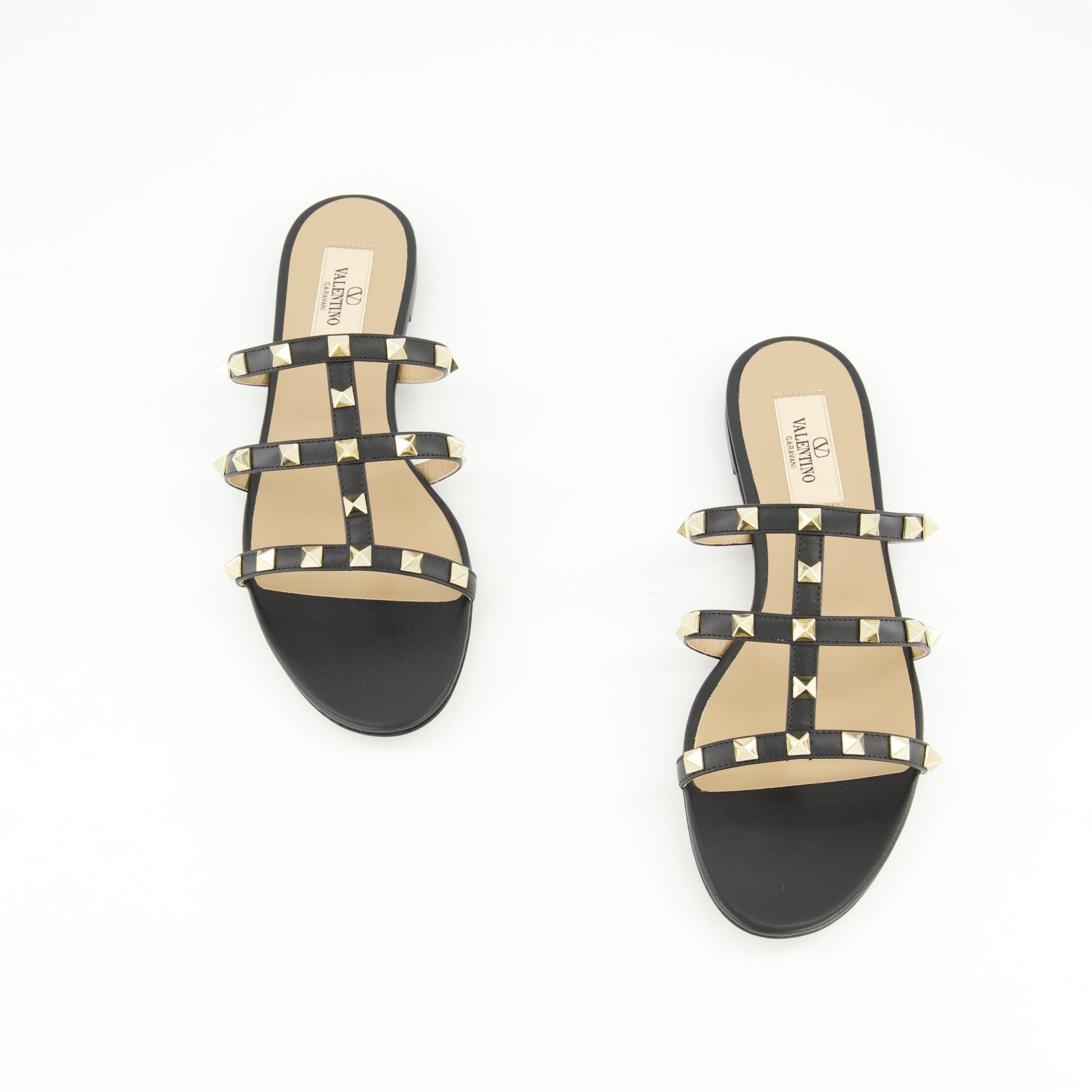 Rockstud sandals, leather sandals, platinum studs, open toe sandals, Spring-Summer 2025