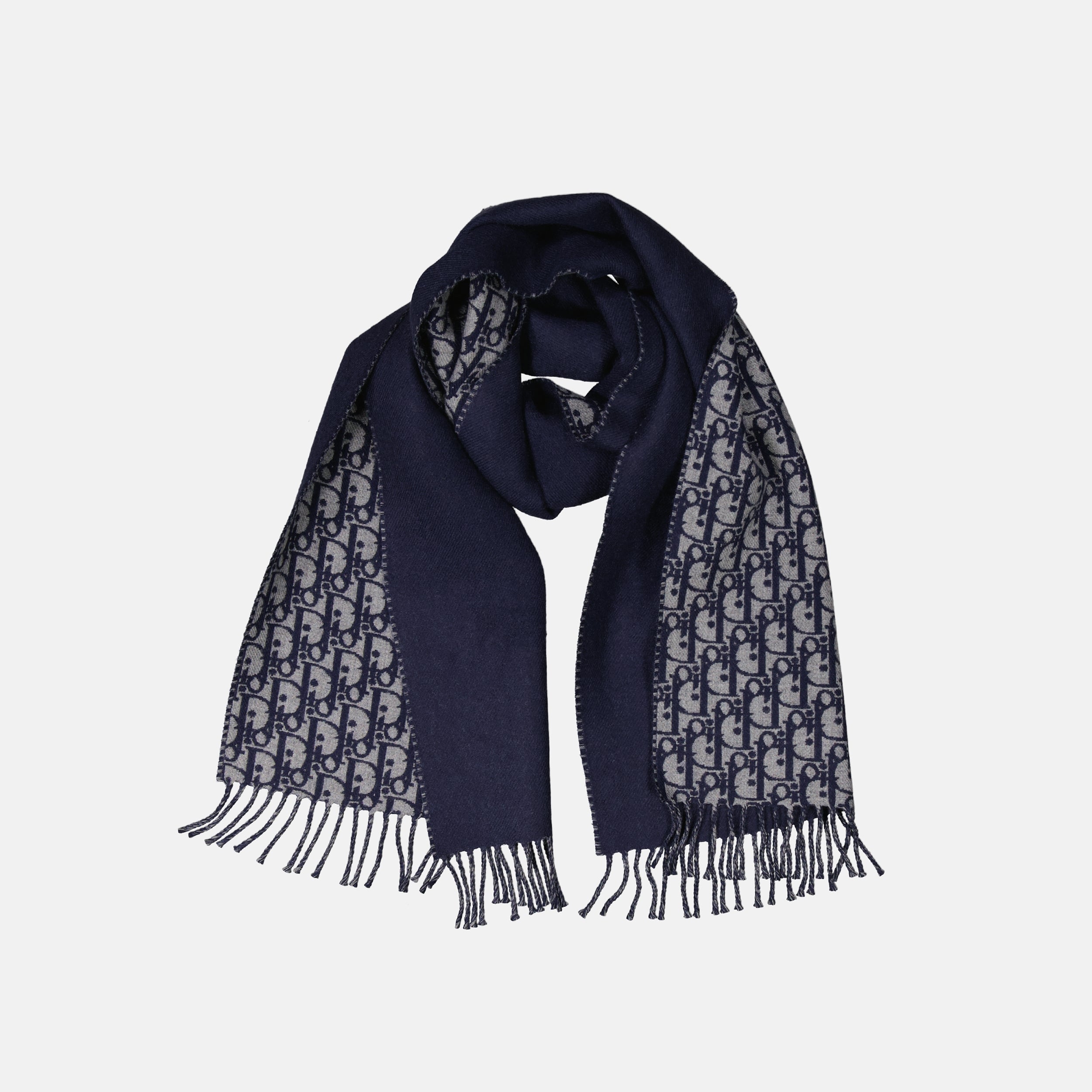 Dior scarf, blue monogram scarf, luxury accessories, wool and cashmere scarf, designer accessories