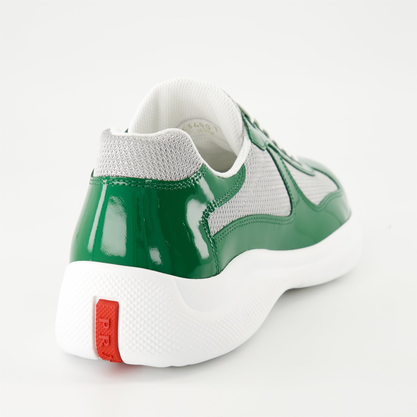 Prada sneakers, patent leather shoes, bicolor design sneakers, luxury men's footwear, Autumn-Winter 2024 collection