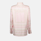 silk shirt, Versace, pink shirt, Chain print, women's fashion