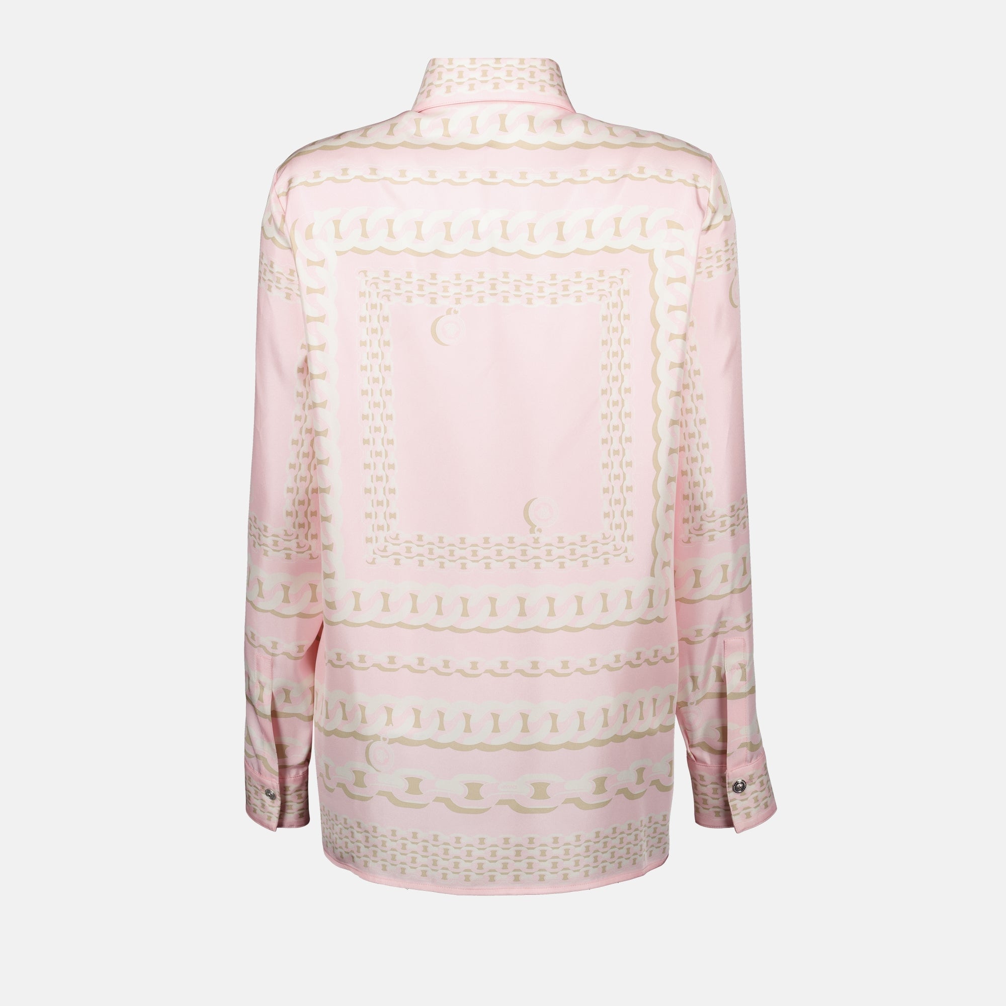 silk shirt, Versace, pink shirt, Chain print, women's fashion