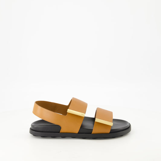 brown sandals, double strap sandals, Tod's footwear, summer sandals, women's fashion accessories