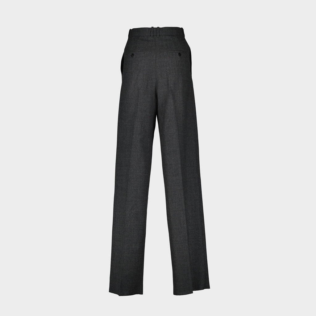 Image of Grey Wool Trousers by Saint Laurent for Women - Season Spring-Summer 2025 - Back View