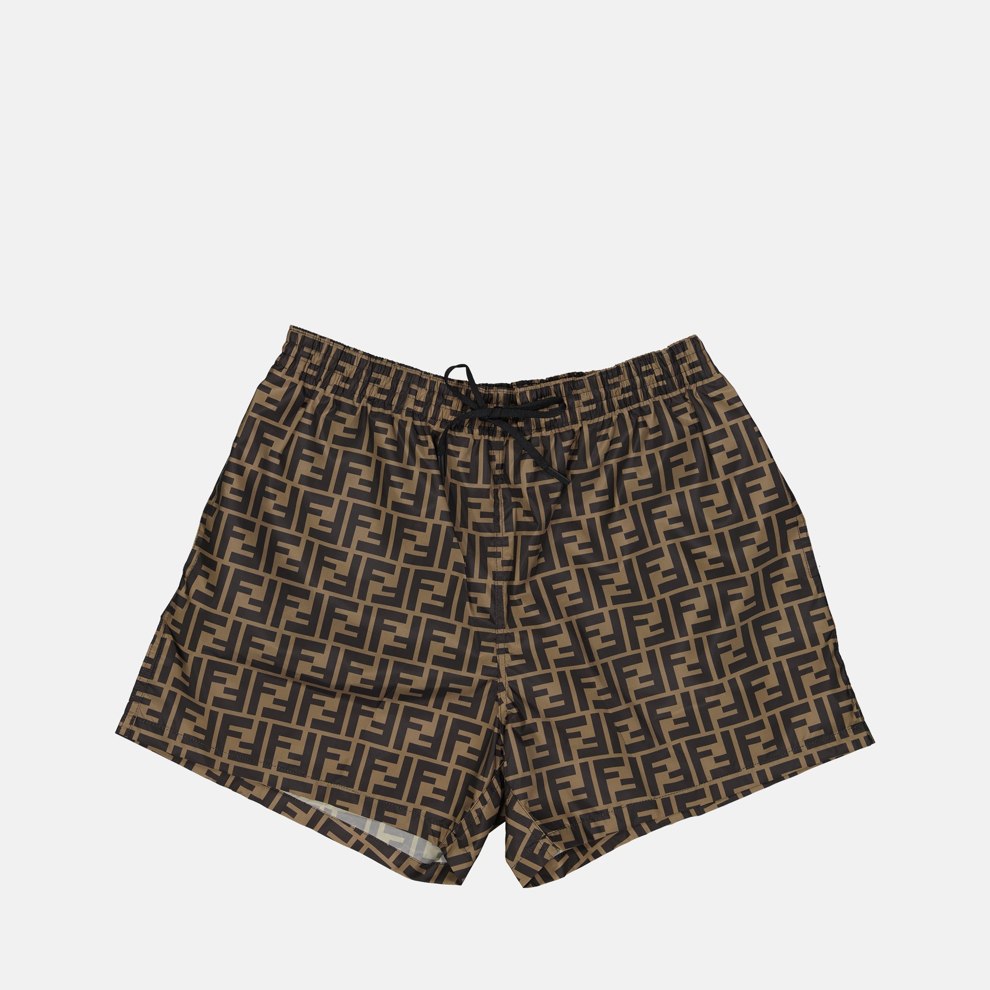 Fendi swim shorts, FF print, men's swimwear, summer apparel, nylon swim trunks