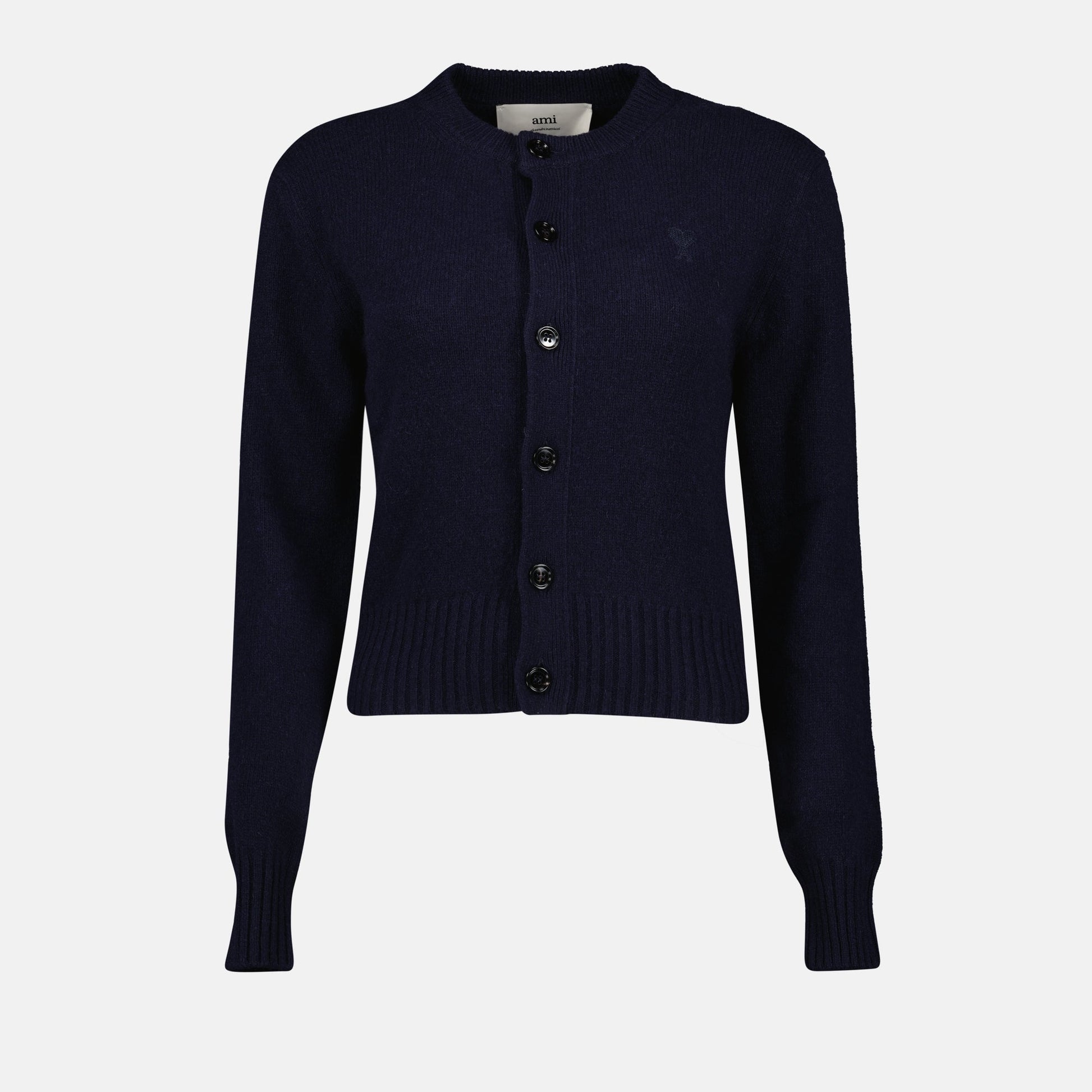 navy cardigan, cashmere cardigan, AMI Paris, women's luxury cardigan, Autumn-Winter collection