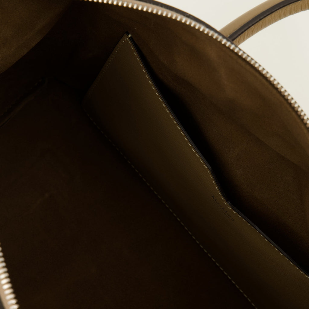 Sac Boston moyen en cuir beige