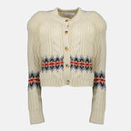 Imagen de un cárdigan de lana beige de Iro para mujeres - Temporada Otoño-Invierno 2025 - Vista frontal