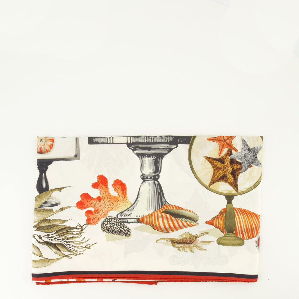 Écharpe en soie twill imprimée beige