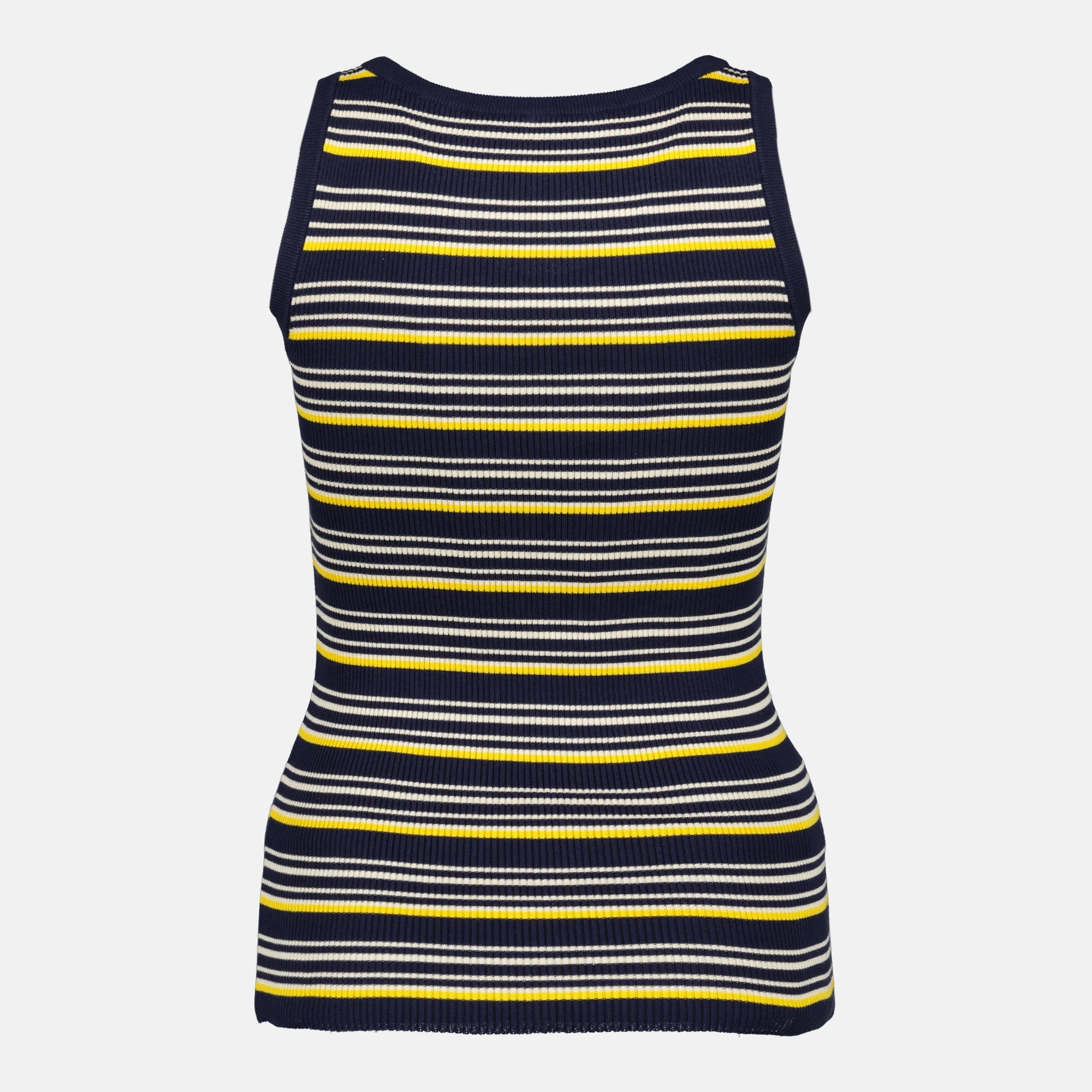 여성을 위한 미우미우의 스트라이프 탱크탑 이미지 - 2026년 봄-여름 시즌 - 뒷면 보기