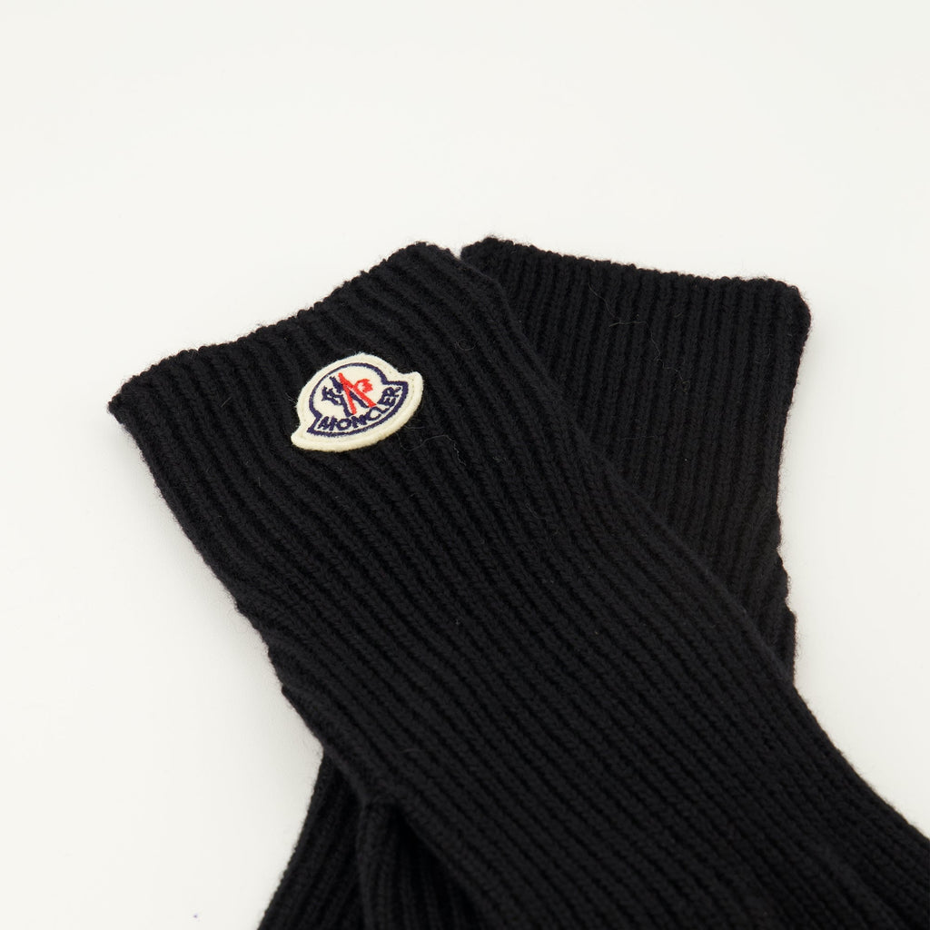black wool gloves, Moncler accessories, autumn-winter collection, luxury gloves, stylish winter wear
