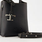 Tod's bucket bag, black leather bag, luxury handbag, calf leather accessory, designer bag
