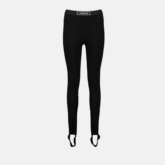 black legging, stirrup legging, 90s style legging, Versace legging, luxury fashion legging