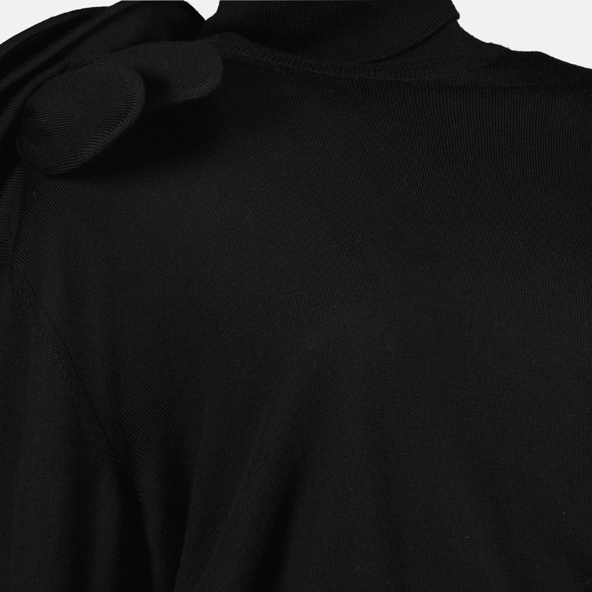 Moschino turtleneck, black sweater, wool pullover, Autumn-Winter collection, shoulder detail top