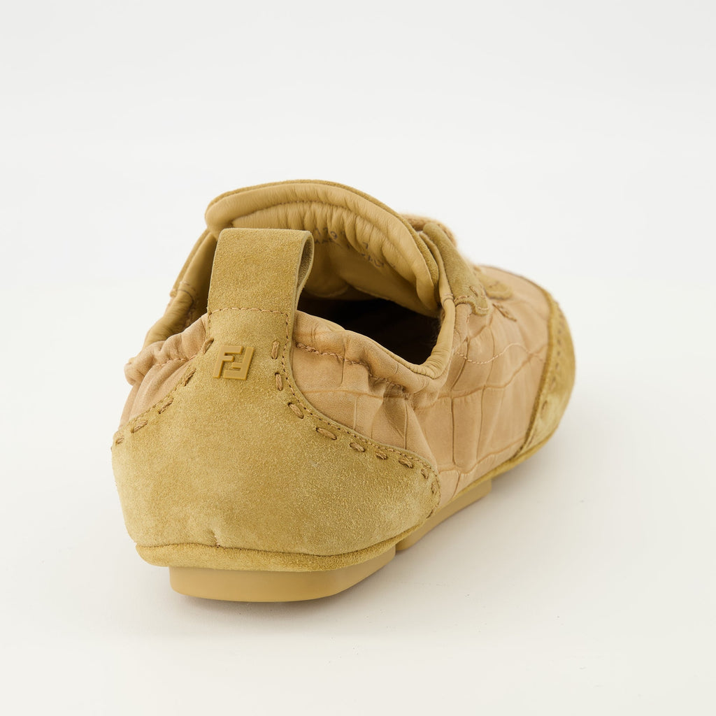 Fendi sneakers, brown sneakers, calf leather shoes, autumn-winter collection, fashion footwear