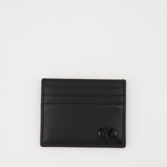 Valentino Garavani, VLogo card holder, luxury leather accessories, black card holder, designer card holder