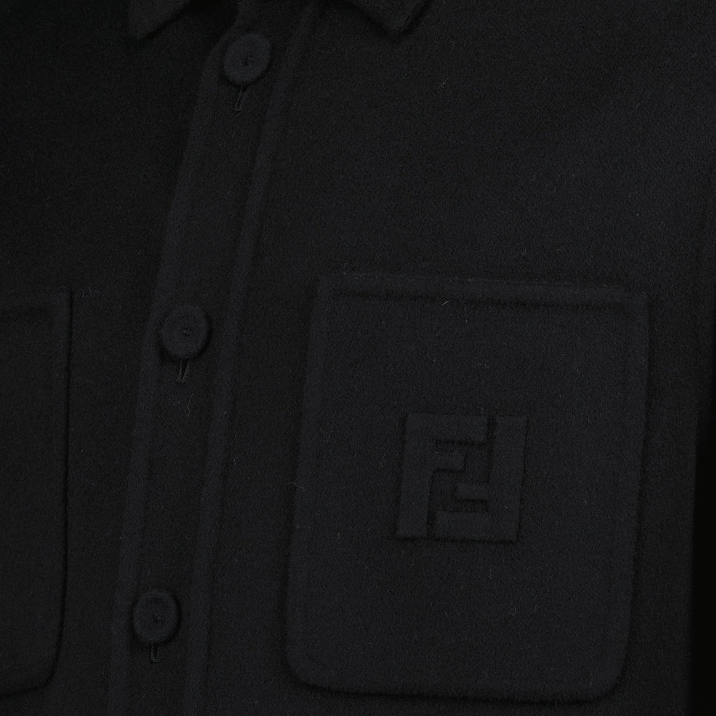 Fendi jacket, black wool coat, autumn winter fashion, elegant outerwear, FF logo design