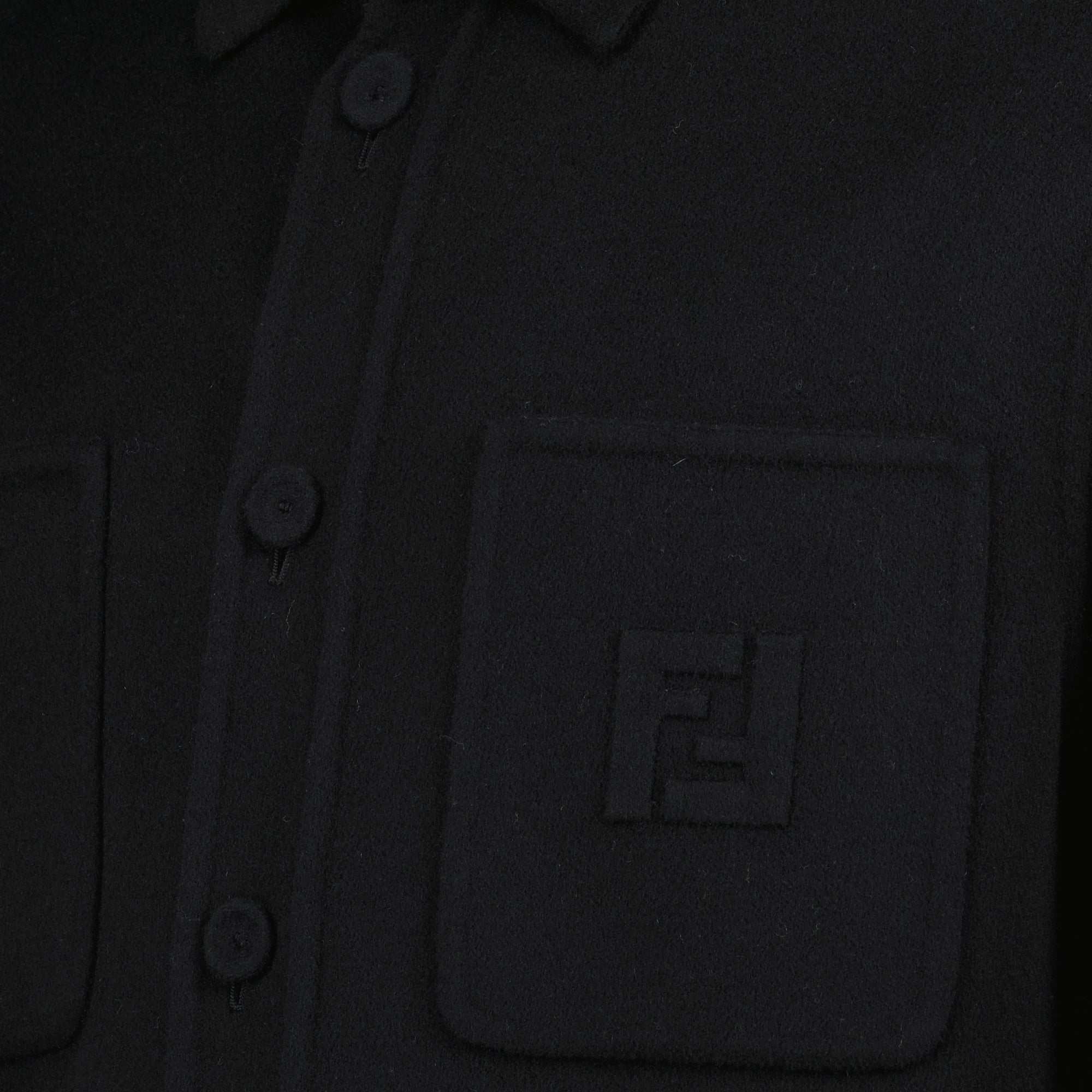 Fendi jacket, black wool coat, autumn winter fashion, elegant outerwear, FF logo design