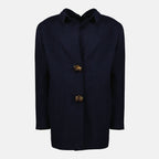 Prada Shetland coat, navy wool coat, two-button coat, luxury outerwear, Autumn-Winter fashion